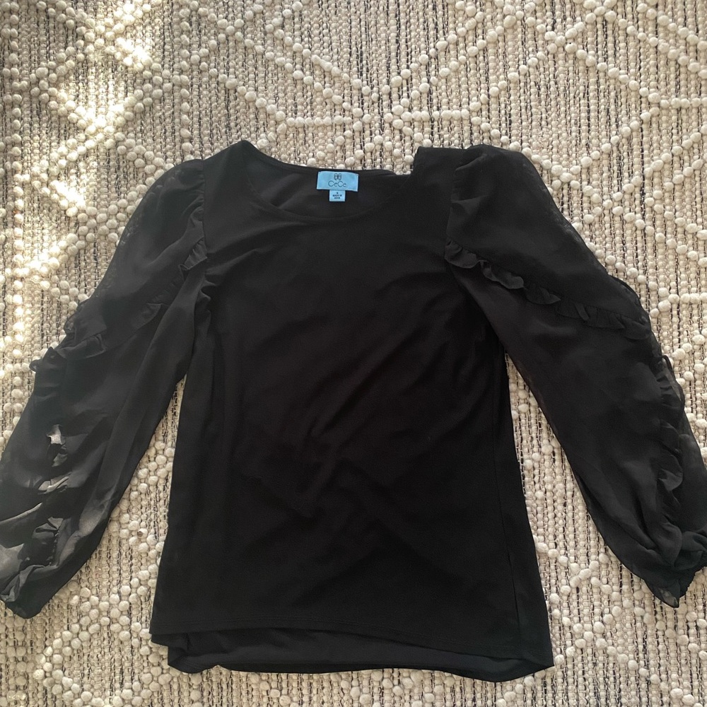 Blouse. Black. Sheer arms. Small. Worn once